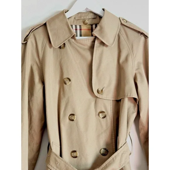 Burberry London Women's Heritage Trench Coat Nova Check Belted Beige Size 8 - Picture 5 of 16